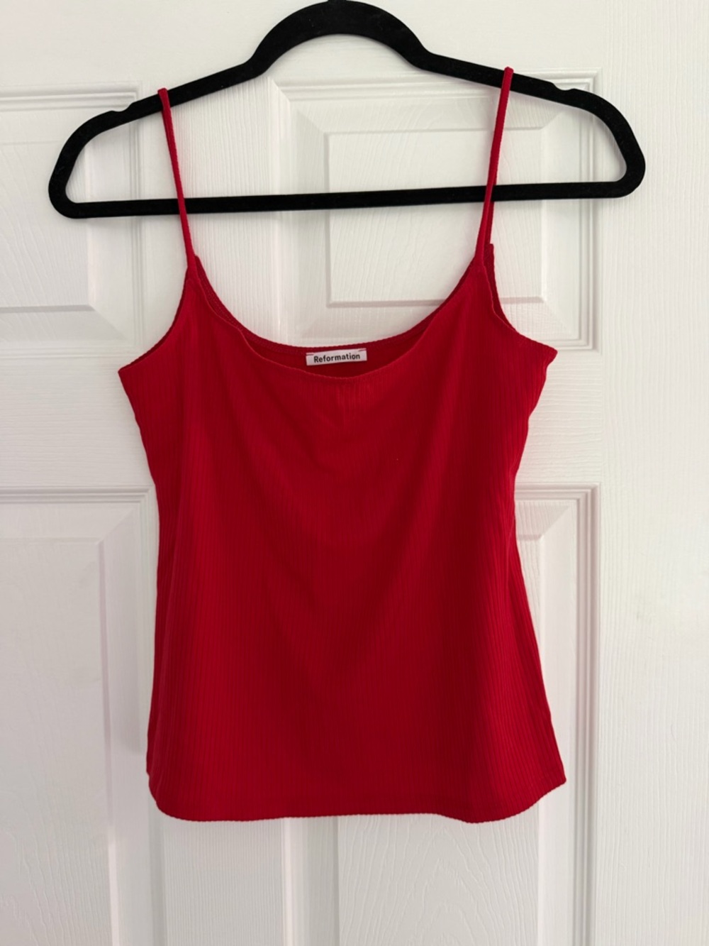 Reformation Bright Red Ribbed Spaghetti-Strap Cami
